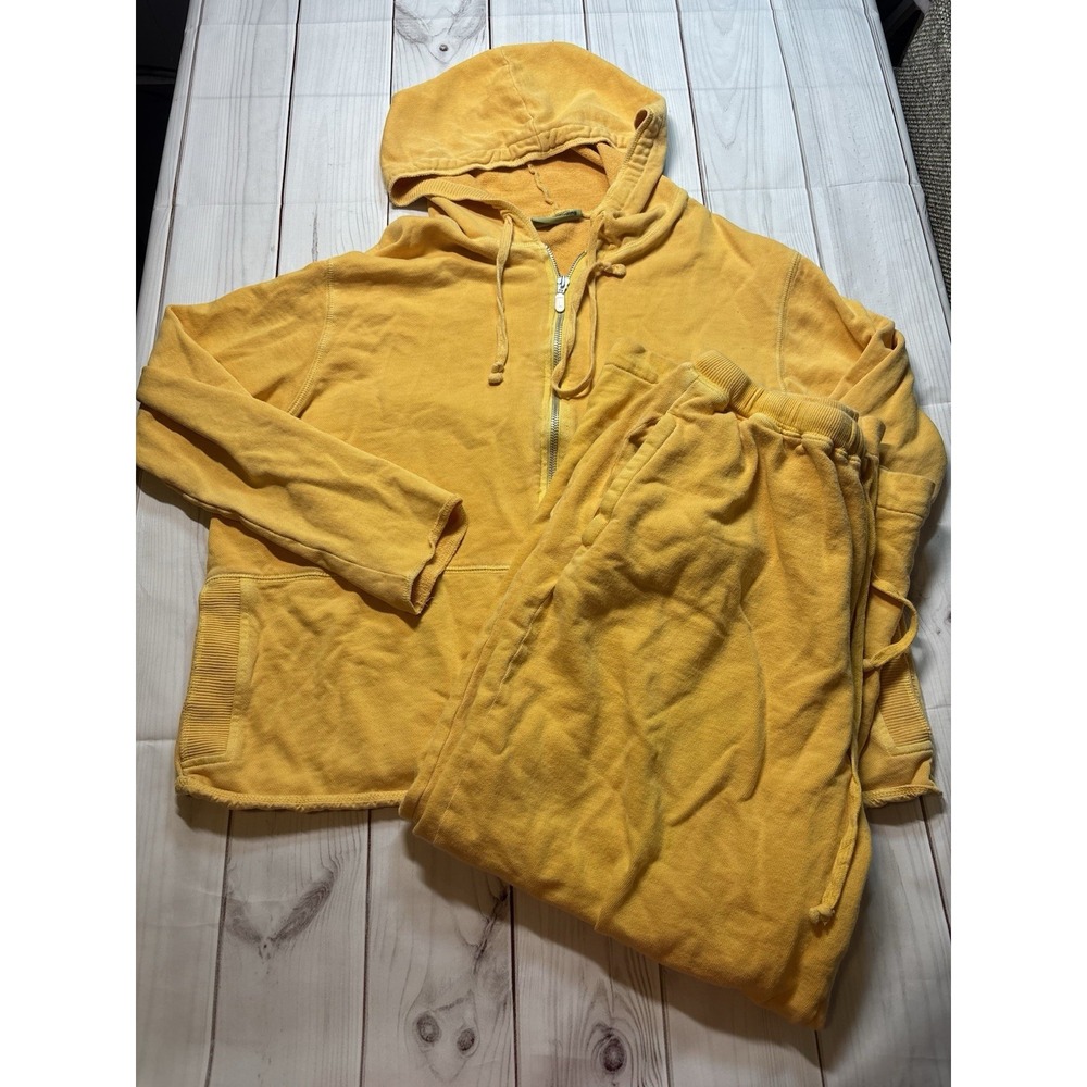 Marsh Landing Women Yellow 2 Pc Cotton Set Zip Hoodie M L